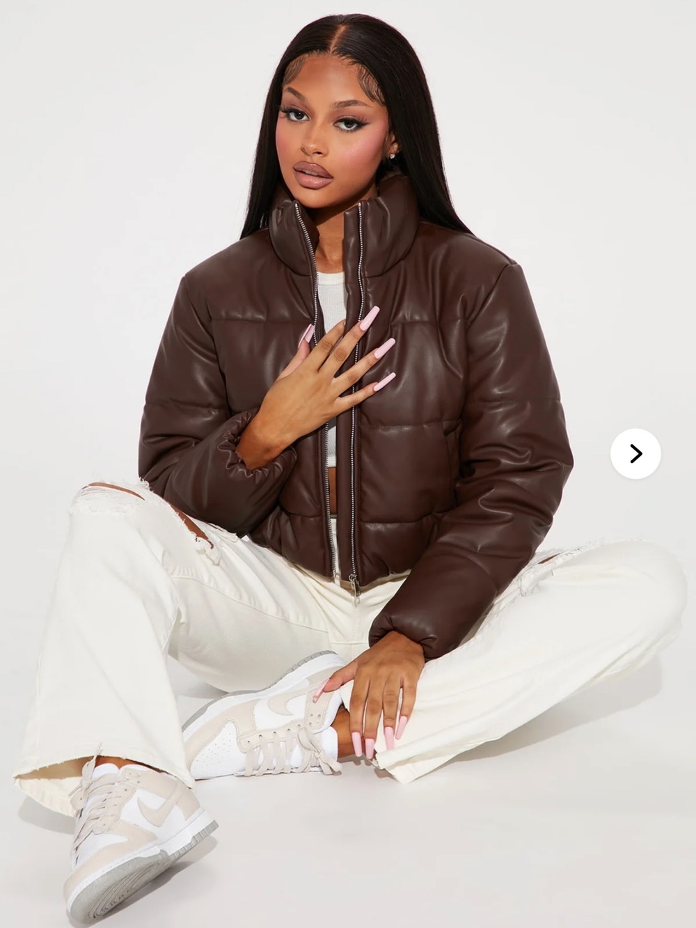 Fashion Nova Vixen Faux Leather Puffer Jacket